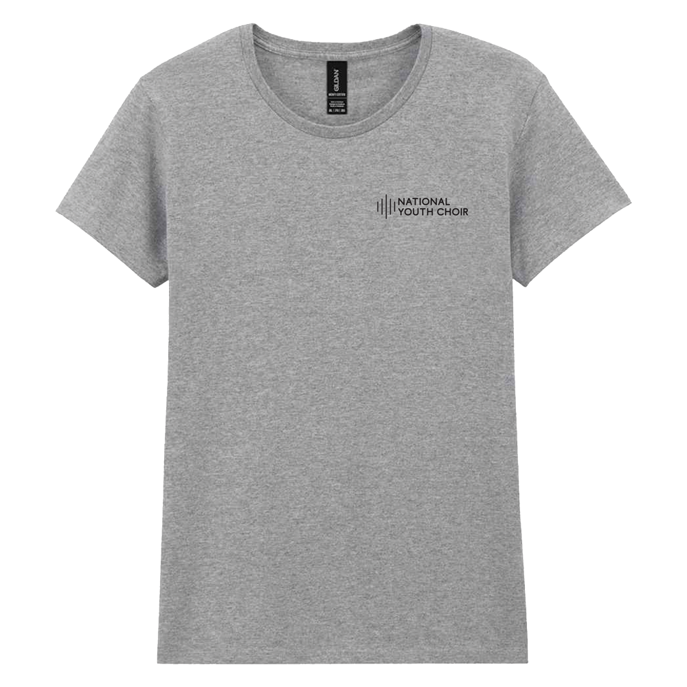 Gray t-shirt with 'National Youth Choir' logo on a white background