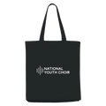 Black tote bag with 'National Youth Choir' logo on a white background
