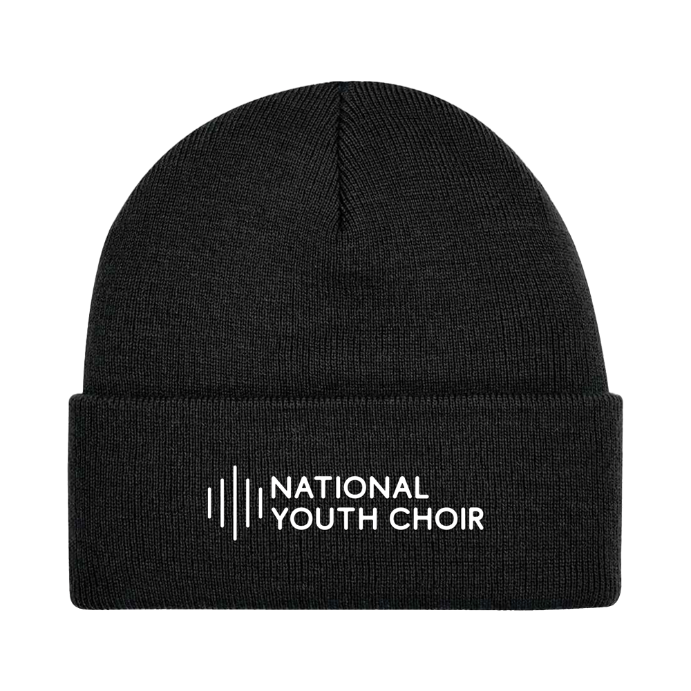Black beanie with 'National Youth Choir' logo on a white background