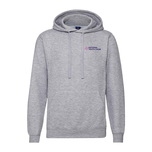 Gray hoodie with 'National Youth Choir' logo on a white background