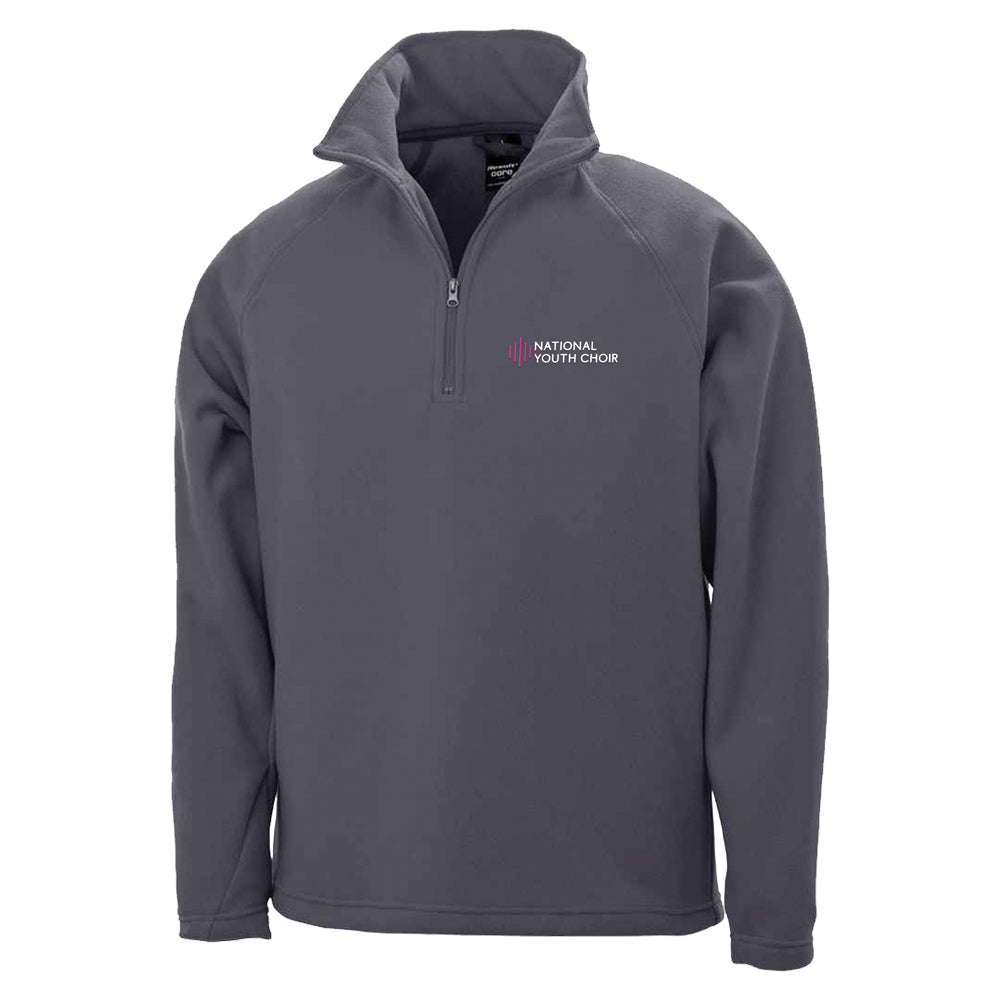 Gray pullover with a logo on a white background