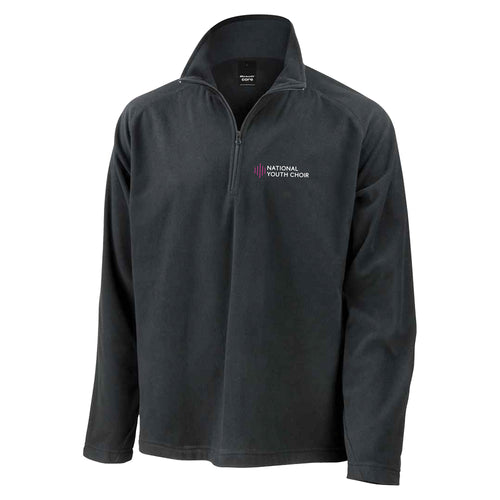 Black pullover with a logo on the chest against a white background